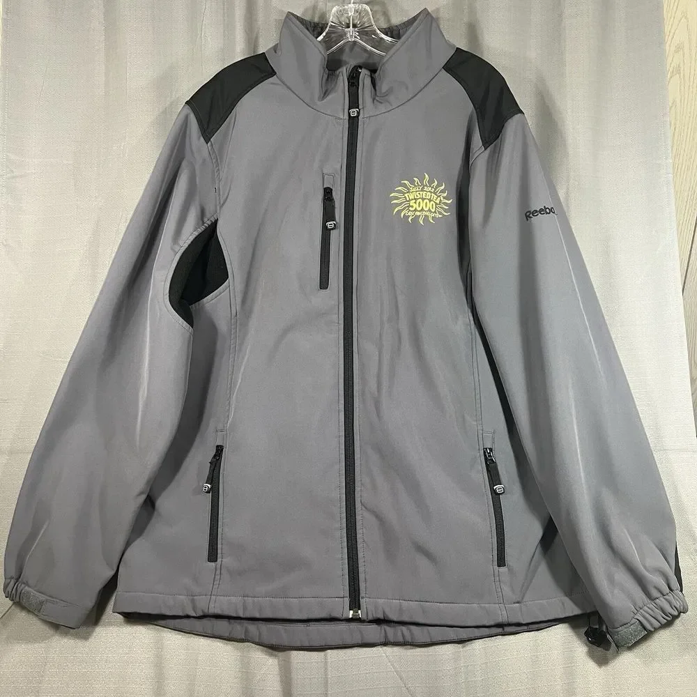 Reebok Men's Soft shell Transition Jacket fleece lined Gray zip up 2XL READ!!